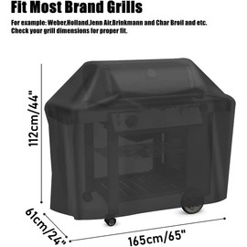 Barbecue Gas Grill Tarpaulin, Grill Cover, BBQ Cover, Gas Grill, Weatherproof, Waterproof, Dustproof, Grill Protection, Grill Covers, 165 x 61 x 112 cm