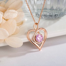 Silver Necklaces for Women 925 Sterling Silver Infinity Heart Love Diamond Pendant Neckalce Mother's Day Gift for Women friends, Sterling Silver, Cubic Zirconia