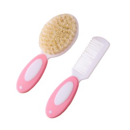 Miaija 2Pieces Baby Hair Brush and Comb Set Newborns Cradle Cap Brush and Baby Hair Comb Tool Set Perfect Baby Registry Gift for Toddlers (Pink)