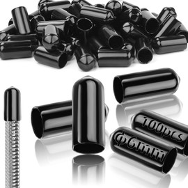 TXXATX 100 Pieces Rubber End Caps 6mm/0.24 in Rubber Caps PVC Round Tube Wire Caps Black Rubber Caps for Bottles for 5,5-7mm Pipes Thread Screws Protection Chair Leg Caps Bolt Caps