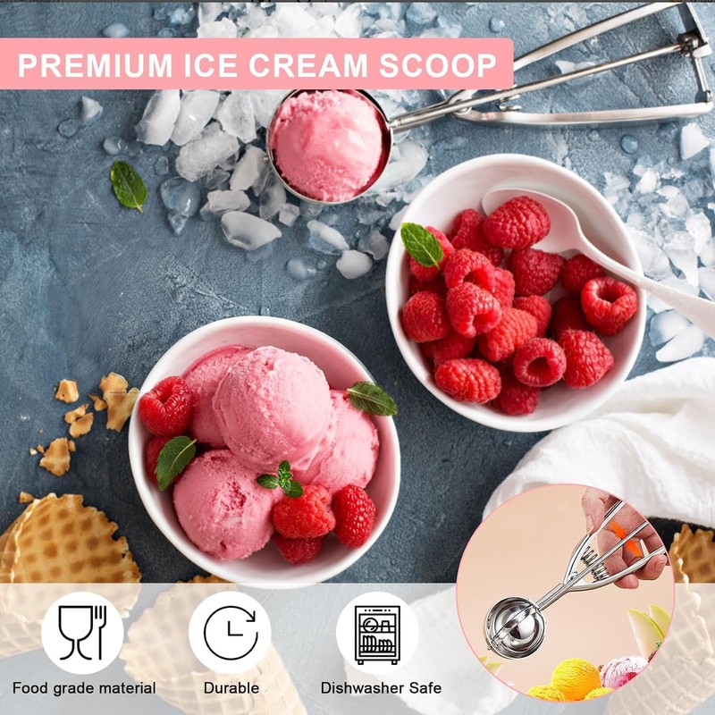 MEETOZ 3PCS Ice Cream Scoop, Premium Cookie Scoop Set, Small/Medium/Large