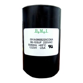 Franklin 3/4HP y 1HP Control Box Condensador de arranque redondo de plástico y metal 86-103 MFD (uF) 220 VAC 50/60Hz, compatible con Franklin Parte # 275464118, fabricado en Estados Unidos por BMI
