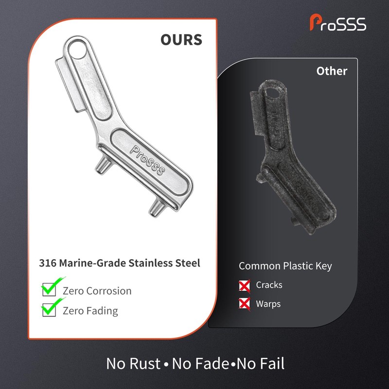 ProSSS 1PCS Marine Grade 316 Stainless Steel Deck Fill Key