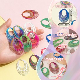 COLIGREE 12pcs Hollow Ellipse Charms Dazzling Oval Filigree Pendants for DIY Crafting Earrings Necklaces Bookmarks Hanging Decorations