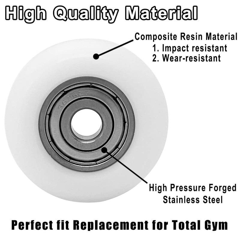 4pcs Roller Wheel Parts Replacement for Total Gym Wheels/Rollers, Fit