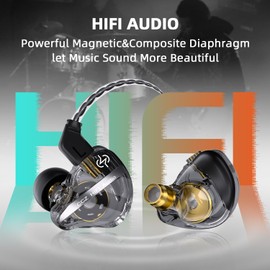 CCZ DC01 pro in Ear Monitor Headphones Ultrastrong Bass Edition Gaming Earbuds with Professional V-Shape Tuning 4N OFC Cable for Musicians/Singers/Audiophiles (with Mic, Black)