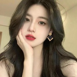 Black earrings statement dangle earrings for women black gold earrings earrings for women trendy (BG:03)