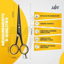 MJW Professional Hairdressing Scissors - 6.5 Inch Premium Stainless Steel Hair Cutting Scissors for Salons and Home, Ideal Moustache and Beard Hair Cutting Scissors for Men, Women and Children