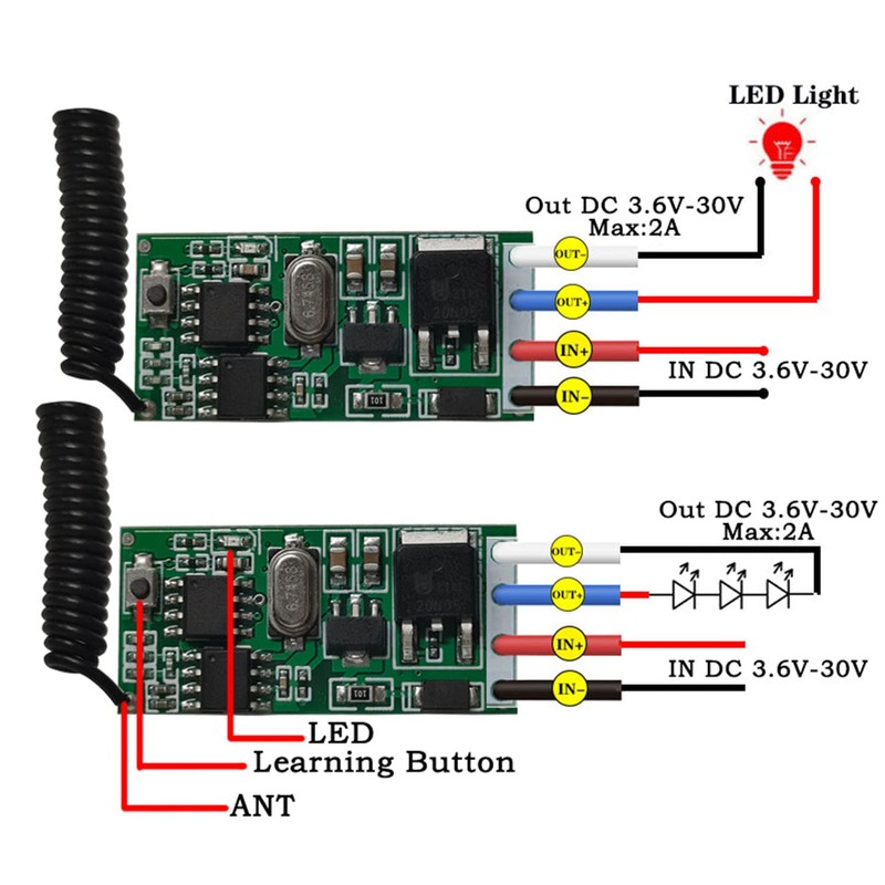 DieseRC DC 3.6V 5V 12V 24V 30V Wireless Remote Control