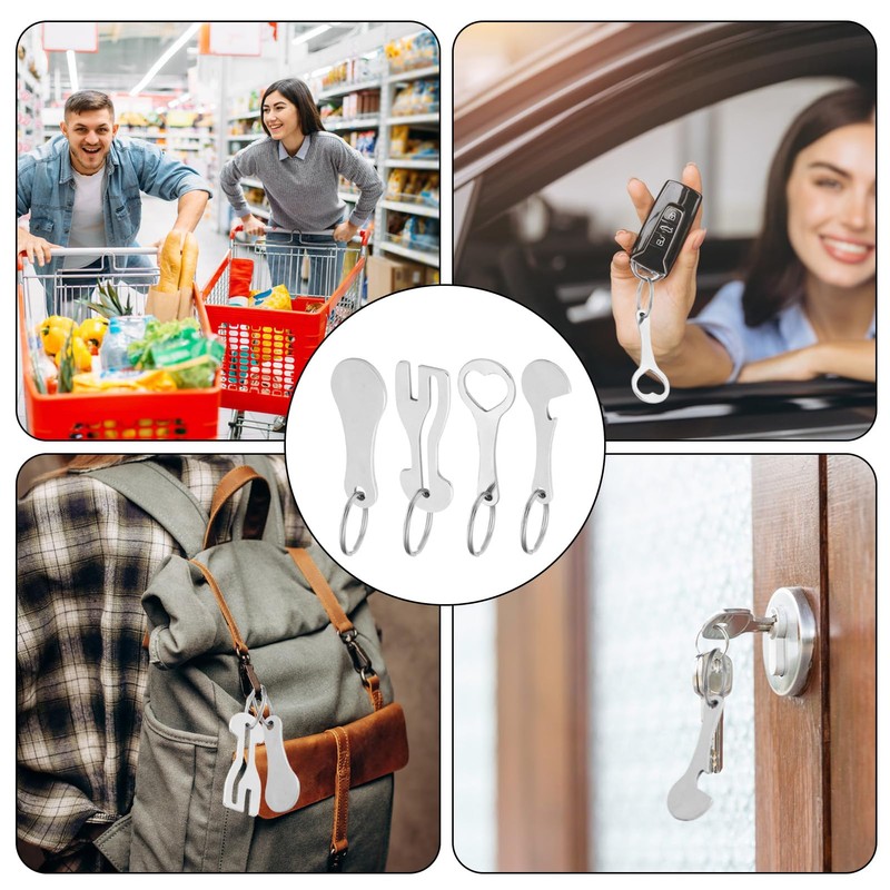 4 Pcs Stainless Steel Shopping Trolley Token Remover with Aluminium