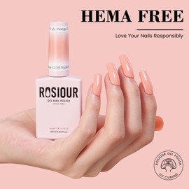 Rosiour HEMA-Free Jelly Nude Gel Nail Polish, 18 ML Nude Orange Skin Tone Sheer Gel Polish for Women Girls, Transparent Color Soak Off Gel for Nail Art Salon & Home DIY Manicure