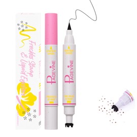 Freckle Pen Stamp and Black Eyeliner 2 in 1,Fake Freckles Stamp Liquid Eyeliner Pencil Kit,Dual Ended Faux Freckles Maker Pen for Sunkissed Makeup Natural Lifelike Long Lasting,01 LIGHT