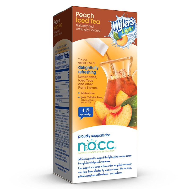 Wyler's Light Pitcher Packs, Water Drink Mix, Peach Iced Tea,