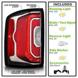 KEEKPO - For [Factory LED Type] 2016 2017 2018 GMC Sierra 1500 SLT|Denali Tail Light Brake Lamp Replacement Driver Side