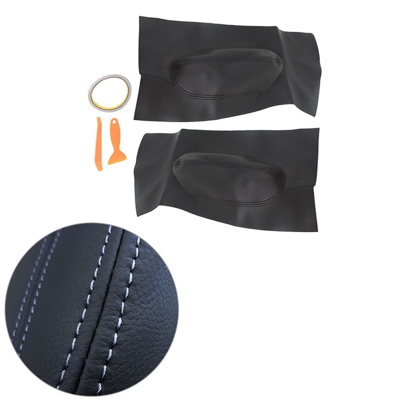 SEBLAFF 1Pair Black Door Panel Synthetic Leather Insert Cards Cover