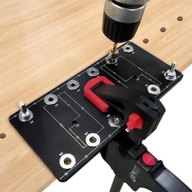 ENGYNC Shelf Pin Jig for 6mm & 5mm, Aluminum Alloy Shelf Pin Drilling Jig Drill Guide for Straight Holes Cabinet Hardware Jig Shelf Pin Drilling Template Woodworking Tools & Accessories