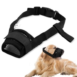 Dog Muzzle for Large, Adjustable Mesh Dog Muzzle Soft Breathable Nylon Dogs Mouth Cover Pet Muzzles for Grooming Prevent Biting Anti Barking Allows Panting Drinking (L)