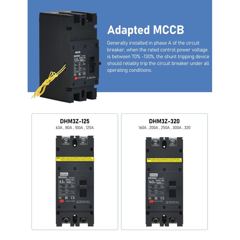 DIHOOL DC Circuit Breaker shunt Release, 24VDC Remote Control to