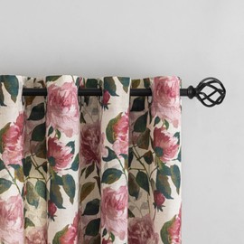 ALIGOGO Floral Printed Curtains 72 Inch Length - Vibrant Pink Floral Curtains for Bedroom Aesthetics Linen Grommet Privacy Colorful Peony Window Drapes 2 Panels, 50 x 72 Inch, Pink