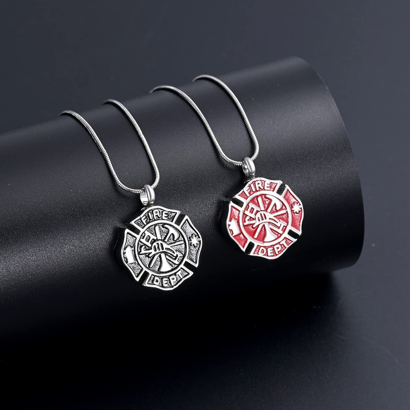 memorial jewelry Firefighter Fire Dept Round Cremation Pendant Cremation Jewelry