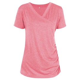 Liu & Qu Womens Maternity Nursing Tops Short Sleeve Breastfeeding Shirts Heather V Neck Clothes