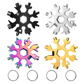 4 Pack Snowflake Multitool, 18-in-1 Stainless Steel Snowflake Multitool, Snowflake Tool Keychain, Flat Phillips Screwdriver/Wrench/Snowflake Bottle Opener, Mini Durable and Portable