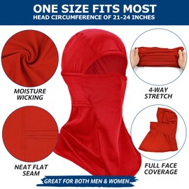 Headshion Cooling Balaclava Face Mask Men Women Summer, 2-Pack Lightweight Ski Mask Helmet Liner (2 Red)