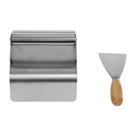 CNCEST Concrete Curbing Trowel, Cement Model Making Tool with Handle and Putty Knife, Stainless Steel Landscape Curb Trowel for Decals, Plastering, Concrete Curbing, Edging (Slope Shape, Silver)