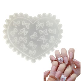 Transparent 3D Bow Molds Silicone Nail Tools, Cute Bow Knots Nail Molds Cute Nail Charms Resin Art Carving Mix Bows Nail Stencils, Nail Art Rhinestones for Women Acrylic Nails DIY