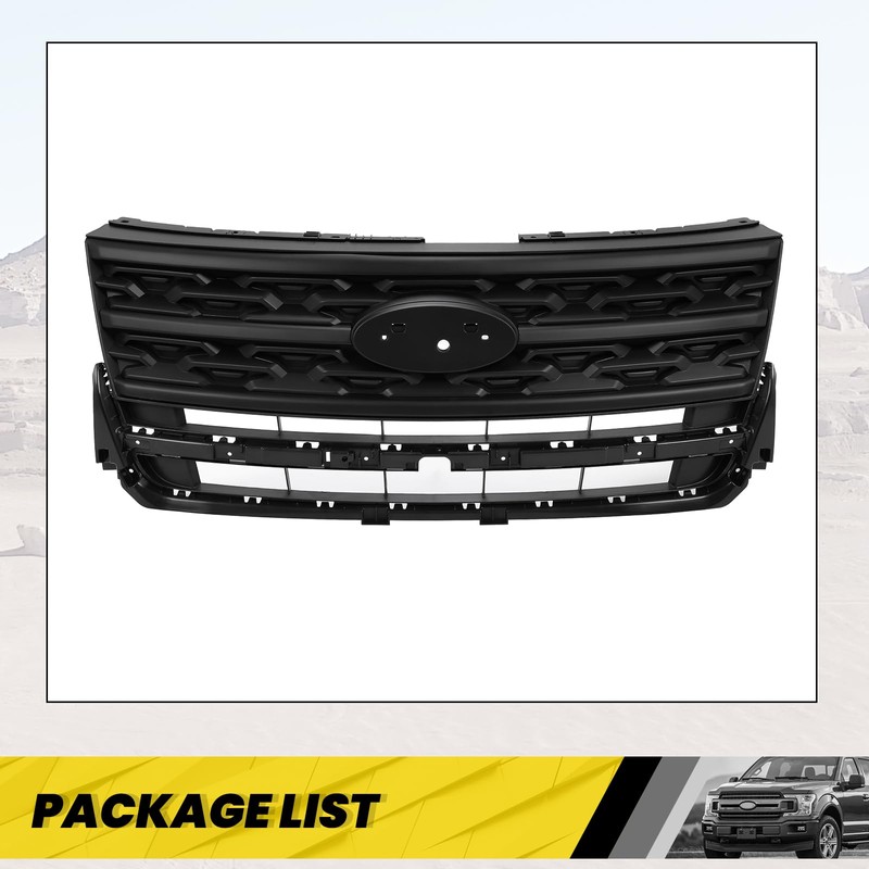 KUAFU Front Bumper Grille Compatible with 2018-2019 Ford Explorer Base/Limited/Platinum/Sport/XLT