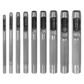 sourcing map 9Pcs Leather Hole Punch Set 2.5mm-10mm Carbon Steel Round Hollow Hole Punch Set Leather Hole Punch Cutter for Belts, Watch Band, Paper, Plastic, Leather Crafting