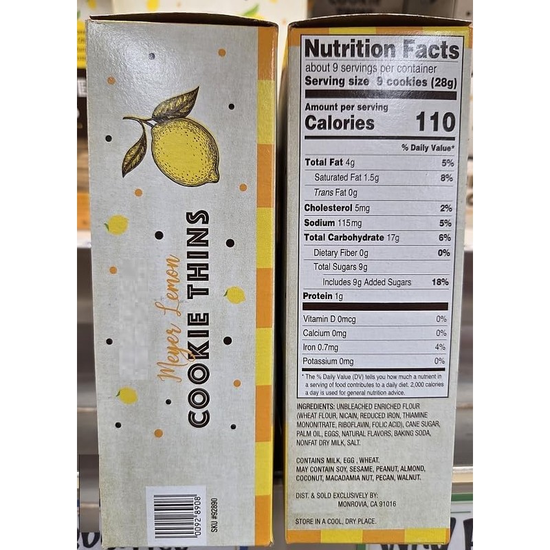 Trader Joe Mayer Lemon Cookies Thins 9oz 255g (2 Boxes)