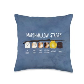 Marshmallow Stages - Kawaii Roasted Toasted Camping Mallows Throw Pillow