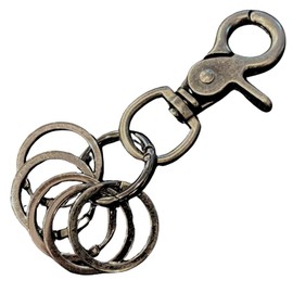 [DAZUMA] キーホルダー 軽量 カラビナ キーフック アンティーク ウォレットチェーン ビンテージ キーリング メタリック ハンドメイド カラ5連 (ナスカン ガンメタリック)