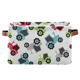 Wusikd Colorful Tractor Storage Basket Set of 1 Large Fabric Storage Basket Bins Box Cube with Handles Collapsible Closet Shelf Clothes Organizer Basket for Nursery Bedroom