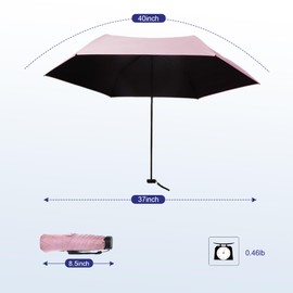 SoulRain 42" Travel Sun & rain Umbrella, Lightweight Windproof Umbrella, Portable Lightweight Compact Parasol with 99% UV Protection for women and men(Pink)
