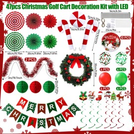 Suncalla 47 Pcs Christmas Golf Cart Decoration Kit for Parade