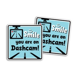 2 x 10cm Smile Dashcam Recording Vinyl Stickers - Funny Joke Camera Warning Notice Car Accessories Bumper Vehicle Labels Sticker #81682