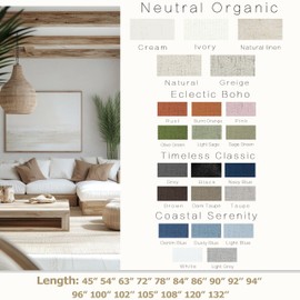 KOUFALL Bathroom Curtains Window,Short Natural Linen Blackout Curtains 45 Inches Long