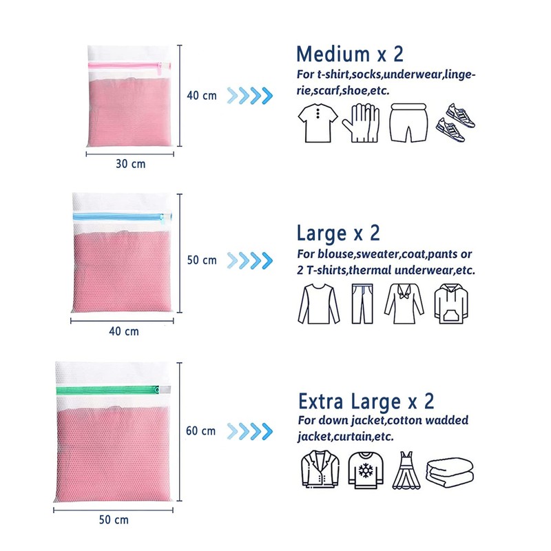 Dmjia Laundry Bag, Pack of 6, 40 cm - 60