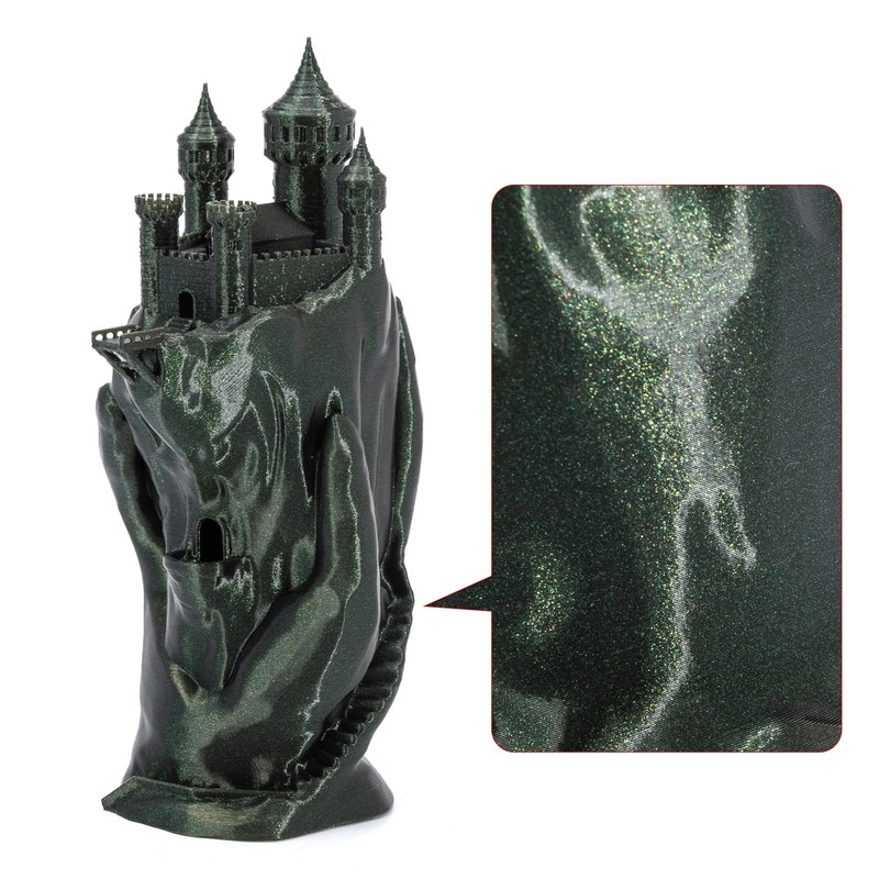 Chameleon Opal Gold Green 1.75mm PLA Filament with Glitter Sparkle,
