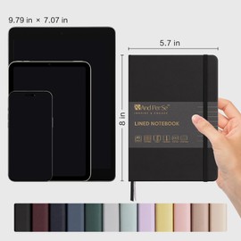 &And Per Se Lined Journal Notebook, 160 Pages, A5 5.7 x 8 inches College Ruled Thick Paper Notebook Journals for Writing, Hardcover Notebooks for Women Men Office School (1 Pack, Black)