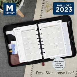 At-A-Glance 2023 Monthly Planner Refill, 87229 Day-Timer, 5-1/2" x 8-1/2", Size 4, Desk Size, Ruled Daily Blocks, Loose Leaf, Monthly Tabs, 481-685Y-23, Brown