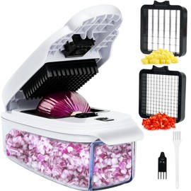 AISHUJIE Vegetable Chopper with Large Container - Veggie Chopper Slicer Cutter Food Dicer Food Chopper Vegetable Slicer Dicer Cutter Salad Chopper Onion and Cheese Slicer