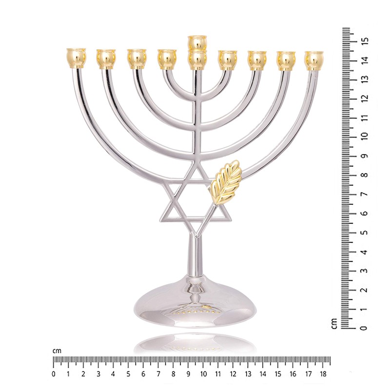 An Elegant Menorah with Star of David (Hanukkiah or Hanukkah