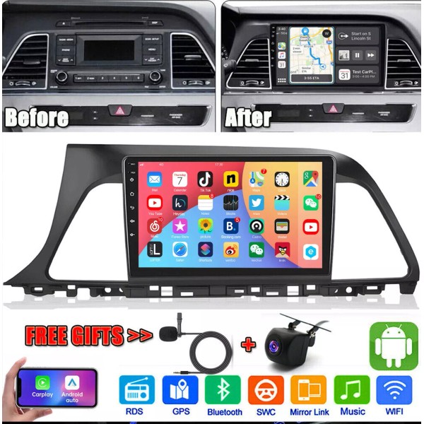 For 2015 2016 2017 HYUNDAI SONATA Apple Carplay Android 13