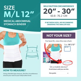 BraceAbility Medical Abdominal Stomach Binder - Belly Band Compression for Diastasis Recti, Postpartum, Post-Surgical Wrap for Tummy Tuck Recovery, Post op Ab Binder for Women and Men (M/L 12")