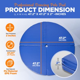 SereneLife Portable Professional Pole Dance Mat 4ft x 2in Thick Durable Foldable PU Leather EPE Foam Crash Pad Non Slip Safety Cushion for Home Gym Studio Bar Club Fitness Training Black