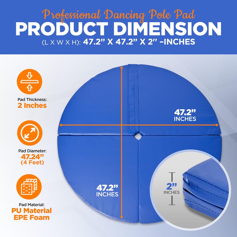 SereneLife Portable Professional Pole Dance Mat 4ft x 2in Thick