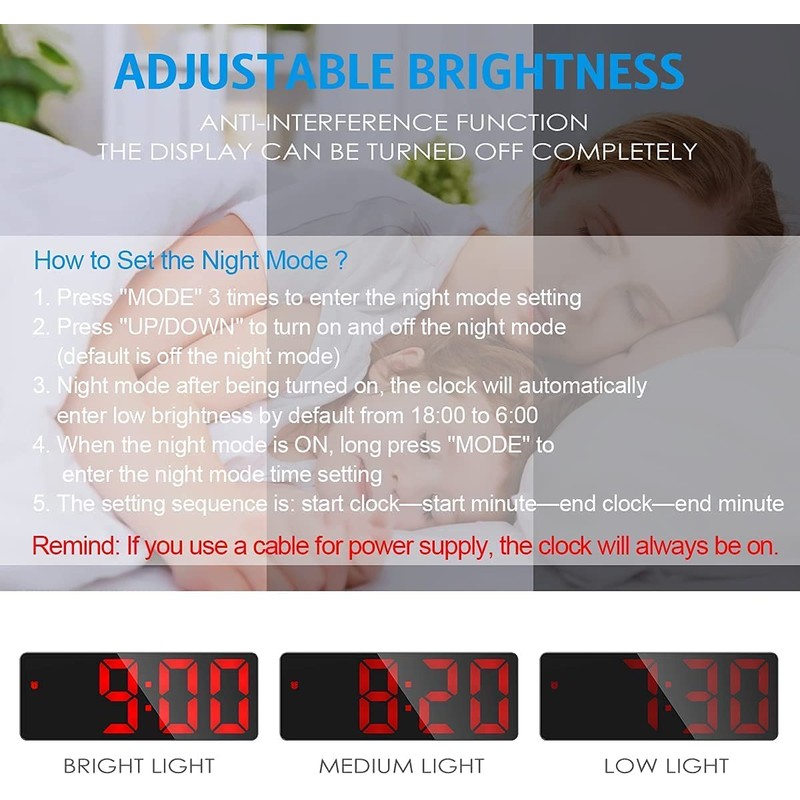 Ankilo (New Version Digital Alarm Clock, LED Clock for Bedroom,
